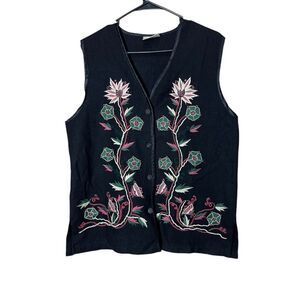 Vintage Richards Embroidered Wool Blend Sweater‎ Vest Size M